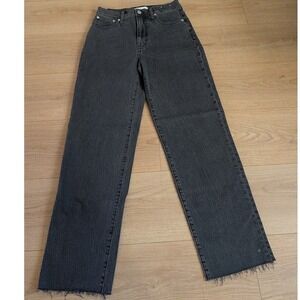 Madewell Womens 26 Black The Perfect Vintage Straight Jeans Raw Hem